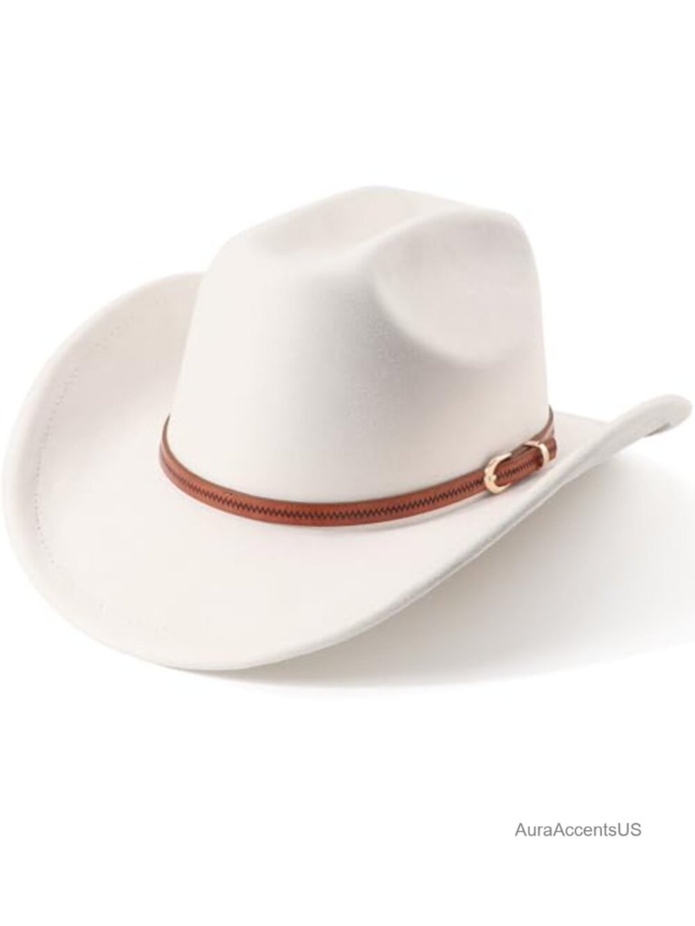 Felt Wide Brim Cowboy Hat Adjustable Belt Buckle Western Fedora